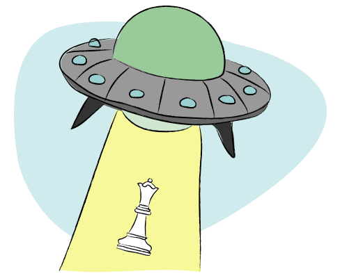 protecting your brand from affiliate hijacking blog image of an illustrated UFO taking a chess piece